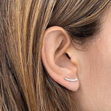 14k Gold Plated Curved Mini Climber Earrings