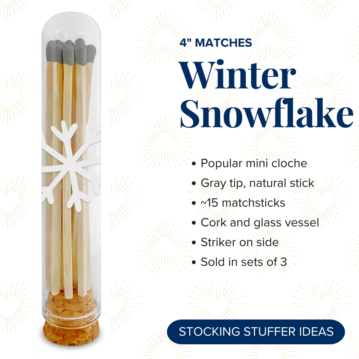 Thankful Greetings - Winter Snowflake Decorative Matches - Gifts & Stockings Thankful Greetings