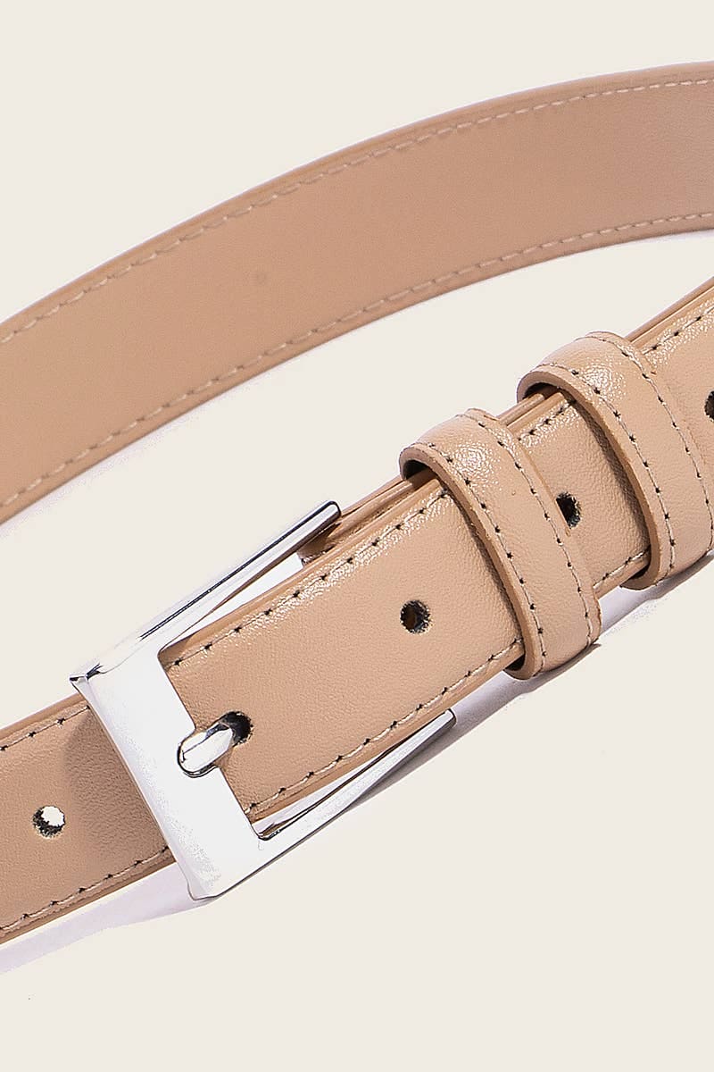 Anarchy Street - Stitched Border Rectangle Buckle Leather Belt Anarchy Street
