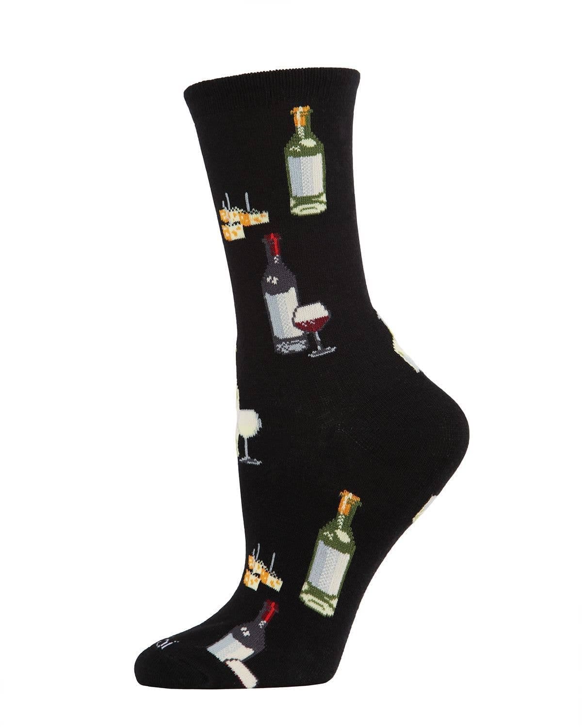 MeMoi Wine and Cheese Bamboo Blend Crew Socks Infinity Classics International Inc.