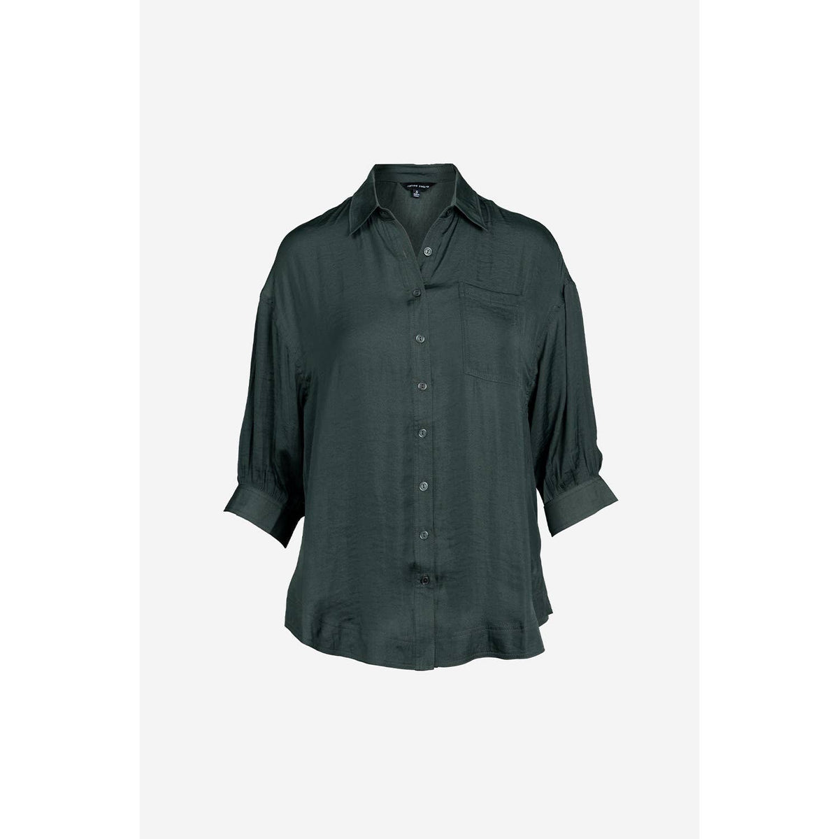 Womens Oversized 3/4 Sleeve Button-Up Blouse