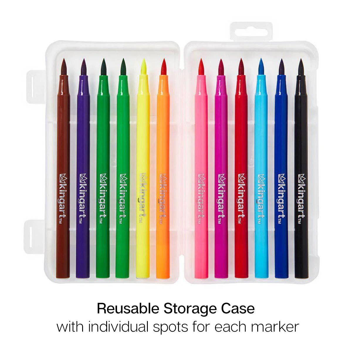 KINGART - Watercolor Brush Tip Markers - 12 Colors