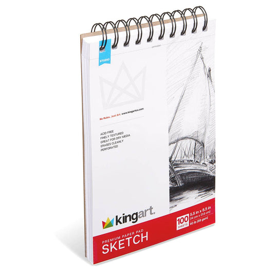 KINGART - Sketch Paper - 5.5” x 8.5” - 60lb (89g) - 100 Sheets