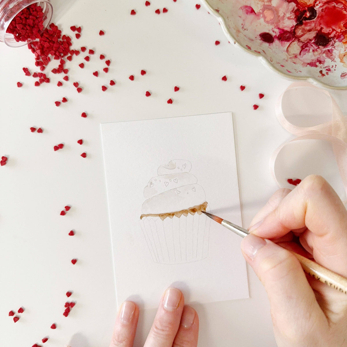 Sweet treats valentines paintable watercolor notecard set