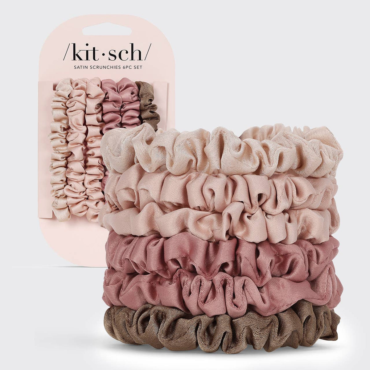KITSCH - Ultra Petite Satin Scrunchies 6pc - Terracotta KITSCH