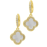 Mother of Pearl Clover Dangle Earrings