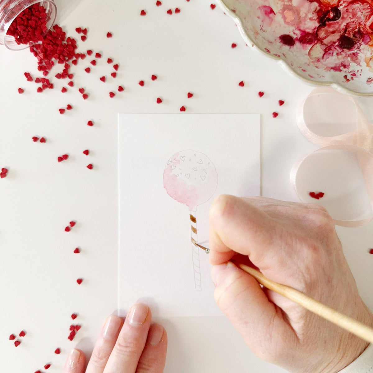 Sweet treats valentines paintable watercolor notecard set