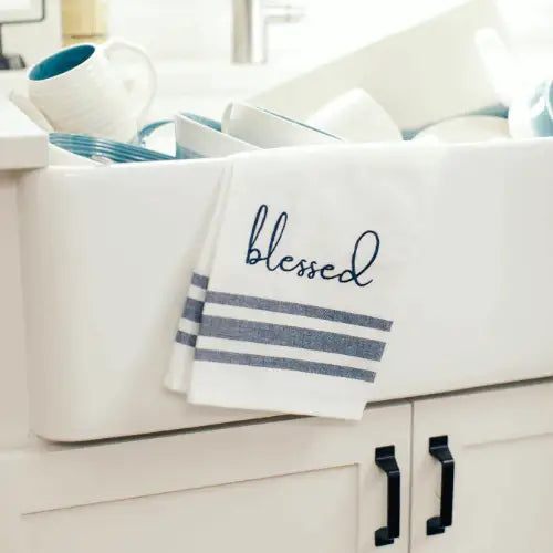Tate + Zoey - Blessed Tea Towel Cotton Kitchen Towel Tate + Zoey