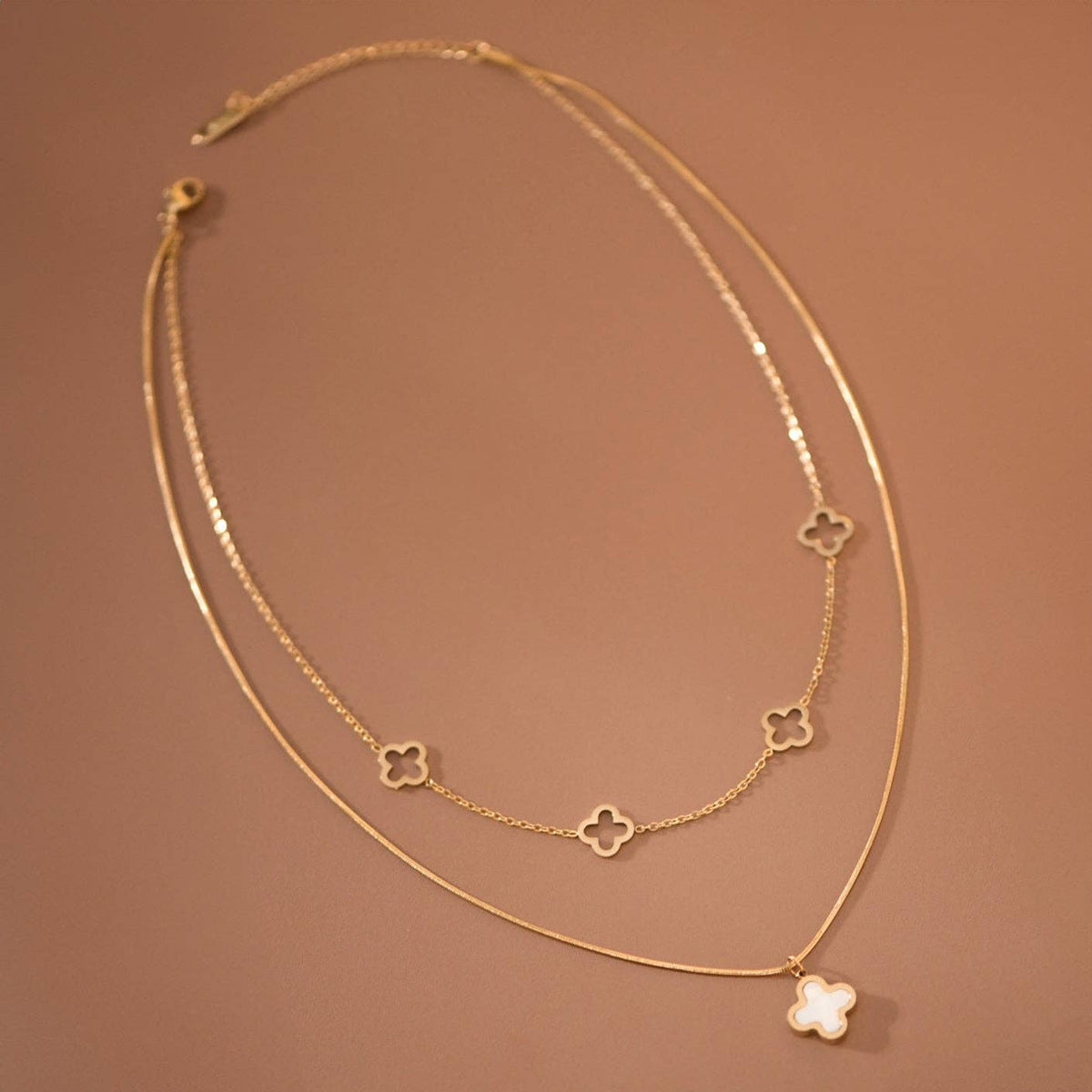 18K Gold Plated Reversible Black & White Pendant Necklace