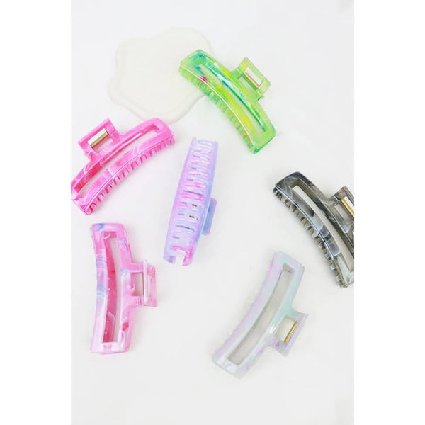 Shimmering Marbled Cut Out Rectangle Hair Claw Love and Repeat