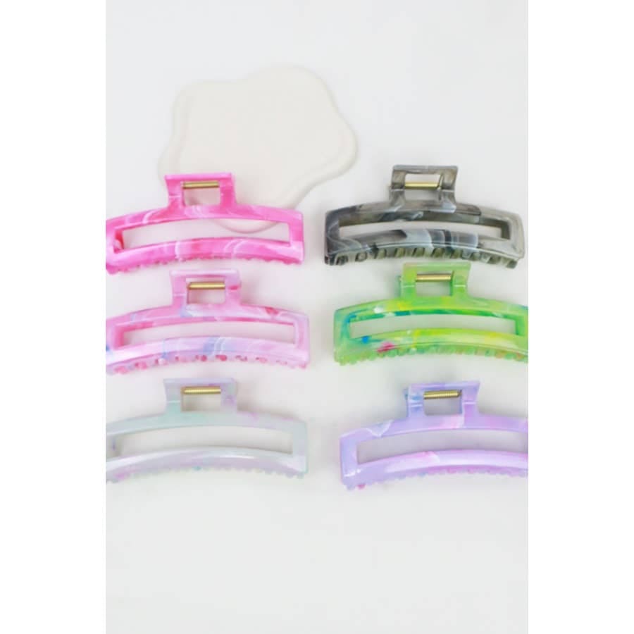 Shimmering Marbled Cut Out Rectangle Hair Claw Love and Repeat