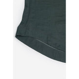 Womens Oversized 3/4 Sleeve Button-Up Blouse in Forest Green