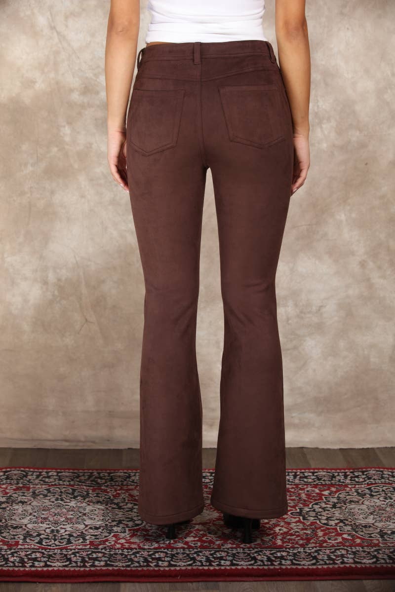 Womens Suede Flare Leg 5-Pocket Pants
