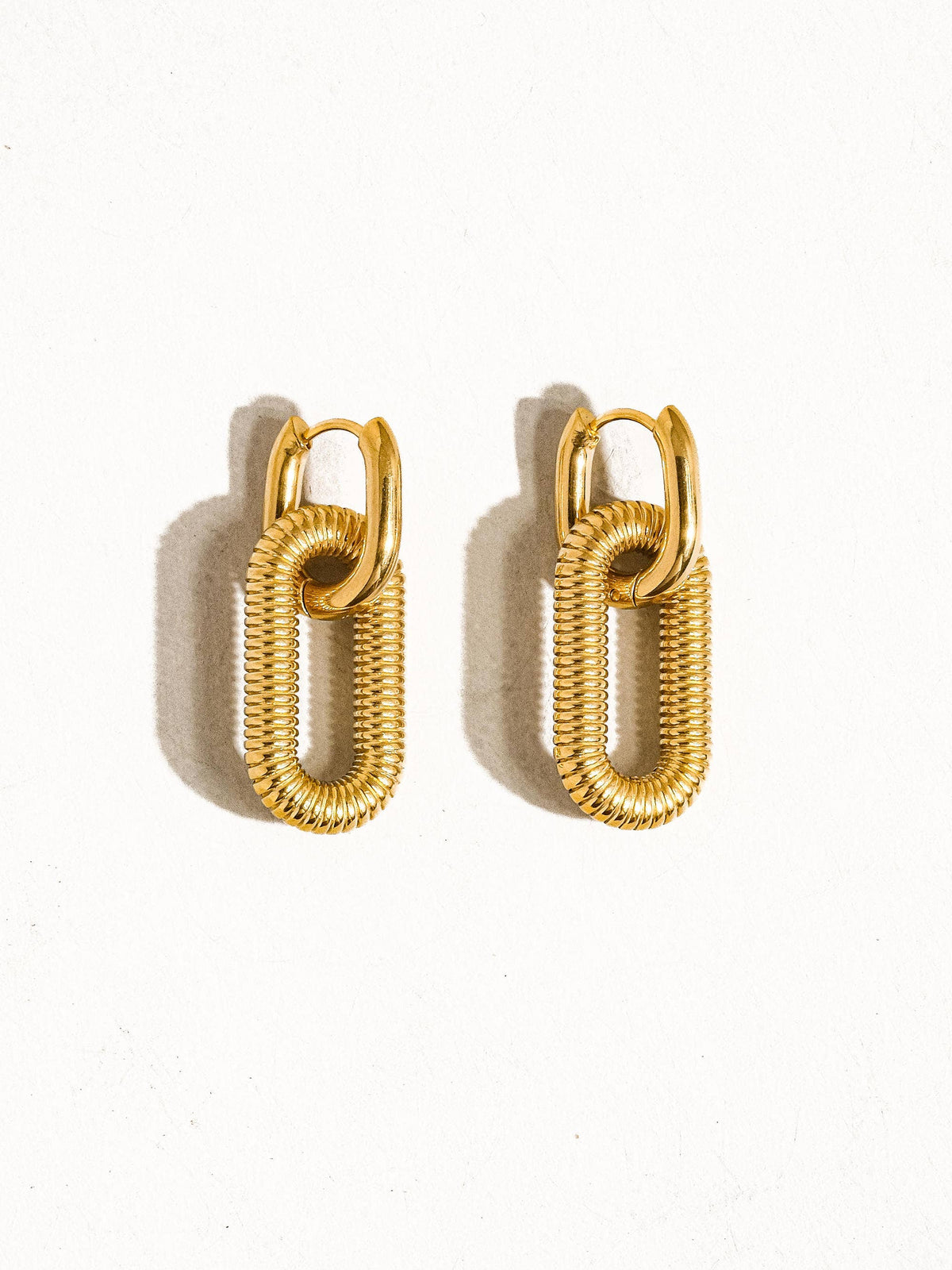 Womens 8K Non-Tarnish Double Chain Hoop Earring