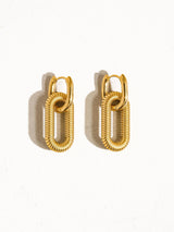 Womens 8K Non-Tarnish Double Chain Hoop Earring