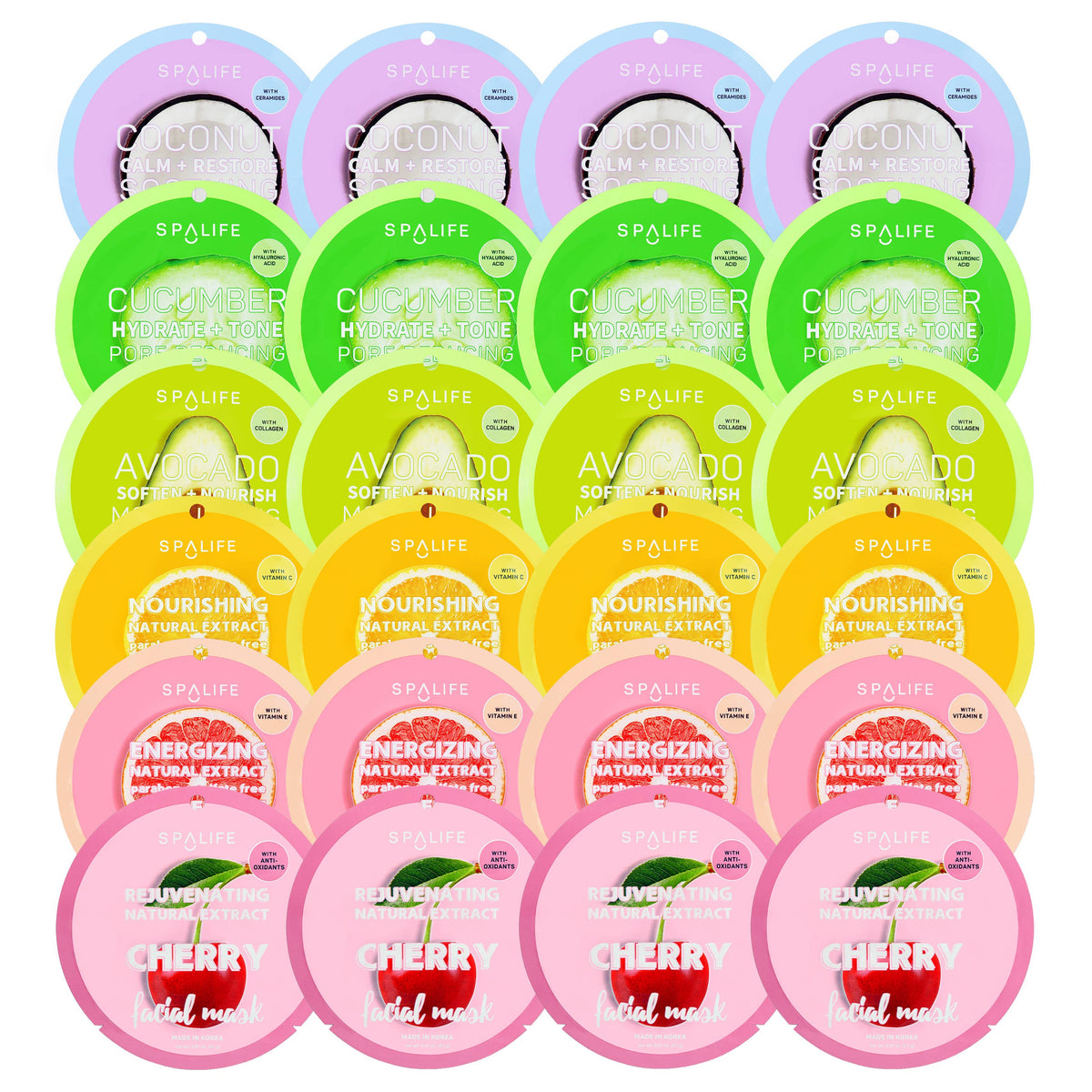 My Spa Life - Korean Fruit Infused Face Masks – 24 Masks Value Pack My Spa Life