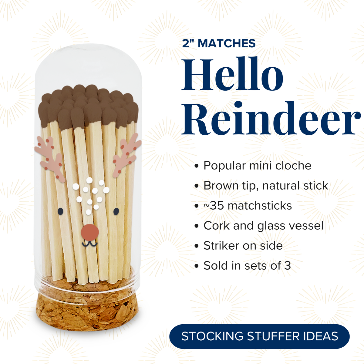 Thankful Greetings - Hello Reindeer Decorative Matches - Gifts & Stockings Thankful Greetings