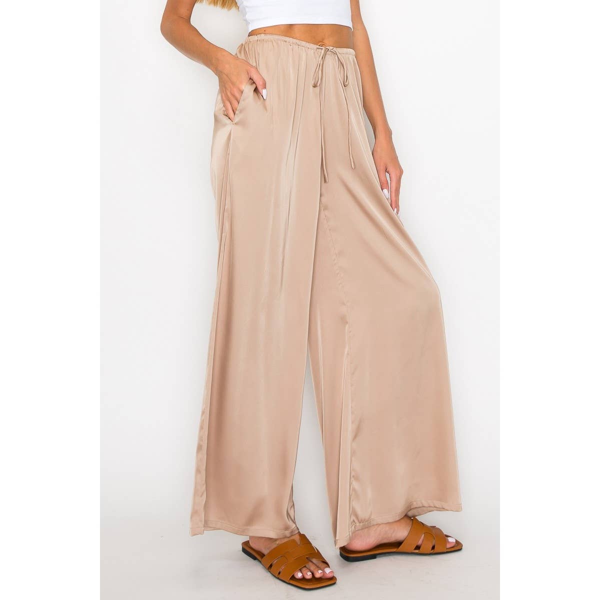 Women's Satin wide leg pants