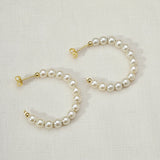 GoldFi - 18k Gold Filled 35 mm Simulated Beaded Pearl C-Hoop GoldFi