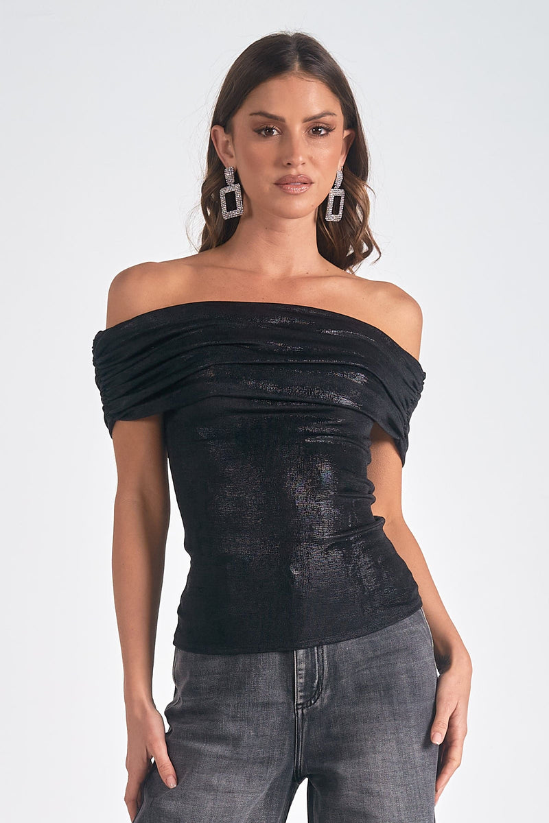 Women’s Metallic Off The Shoulder Top