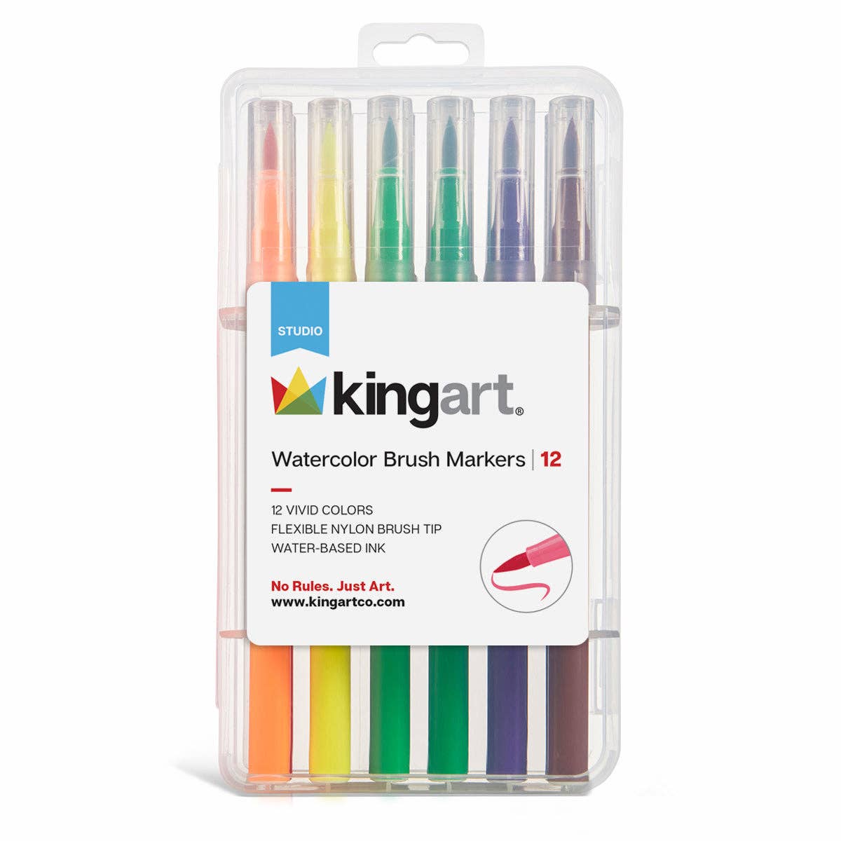 KINGART - Watercolor Brush Tip Markers - 12 Colors