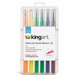 KINGART - Watercolor Brush Tip Markers - 12 Colors
