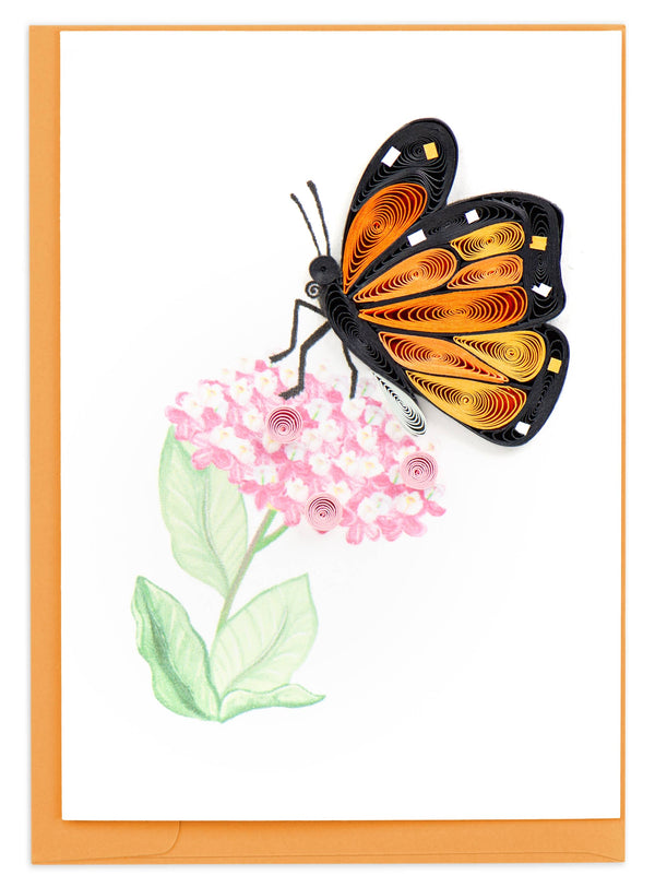 Quilling Card - Quilled Monarch Milkweed Butterfly Gift Enclosure Mini Card Quilling Card