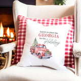Canary Road - Custom Home State Location Christmas Pillow, Custom Decor Canary Road