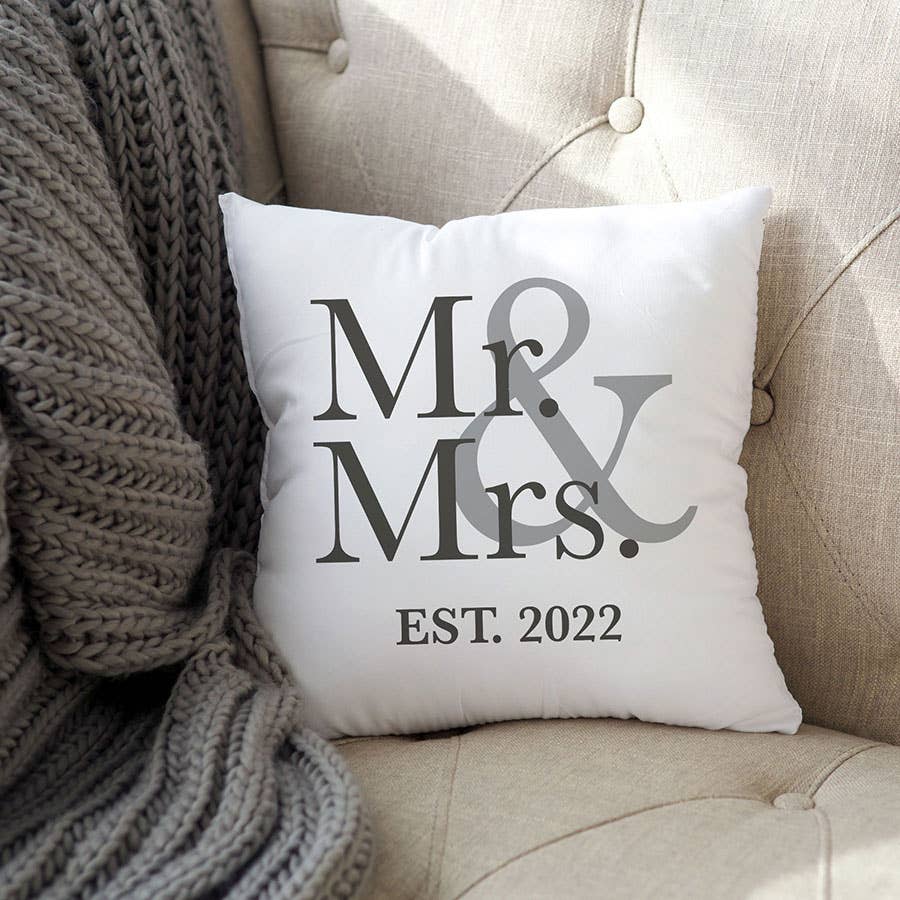 Wedding Gift Pillow, Happily Ever After, Mr Mrs, Engagement