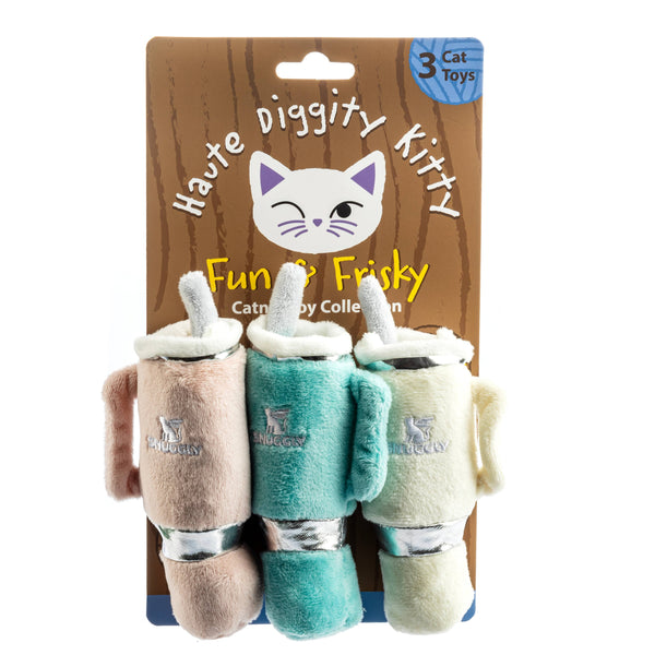 Haute Diggity Dog - Snuggly Cup 3-Pack Organic Catnip Toys (Teal, Ivory, Blush) Haute Diggity Dog