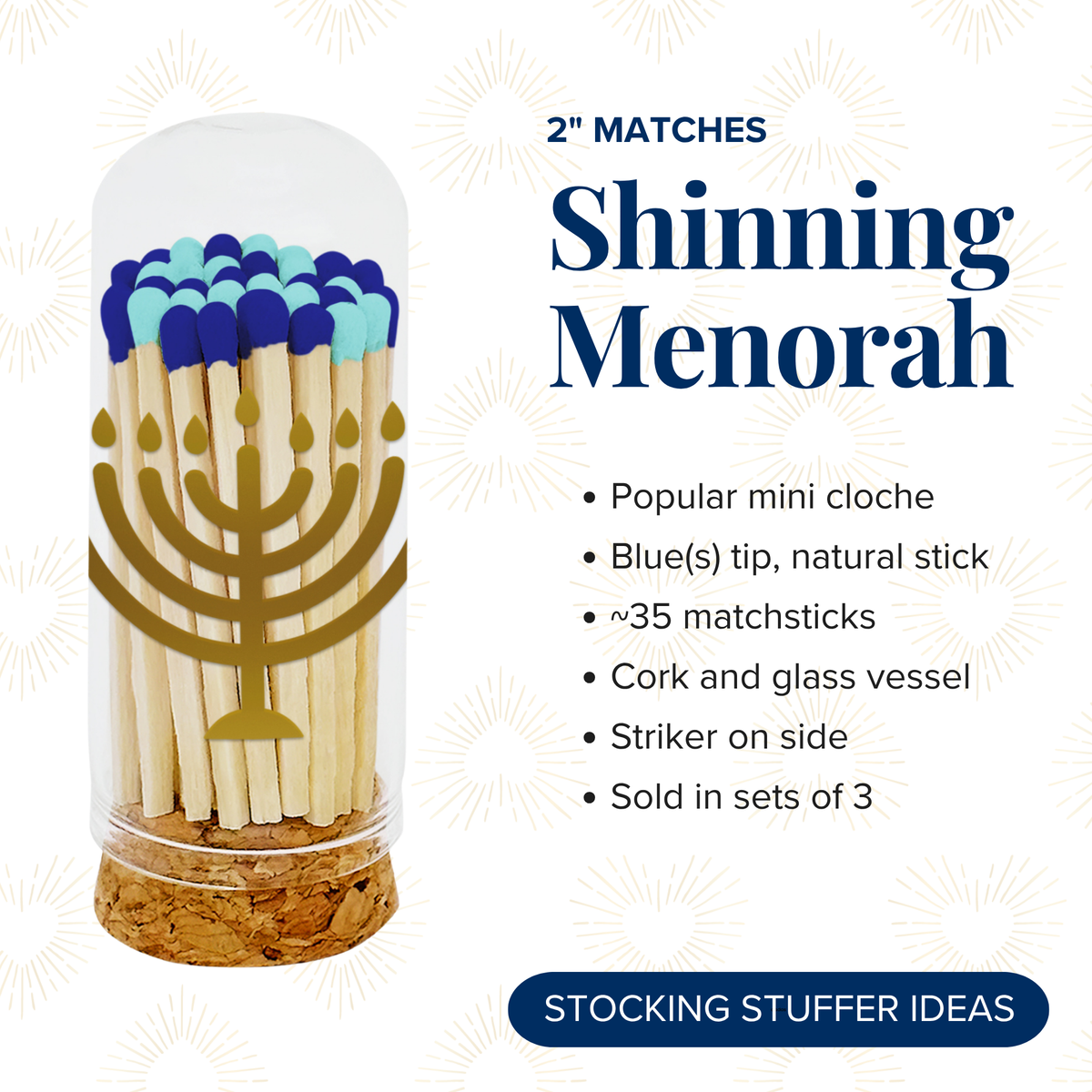Thankful Greetings - Shining Menorah Decorative Matches - Gifts & Stockings Thankful Greetings