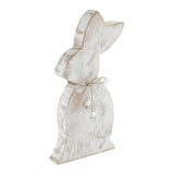 Spring In Bloom Wooden Upright Bunny Silhouette with Twine Bow - Freestanding Rustic Easter Decor - 13.75x6.75x1.5