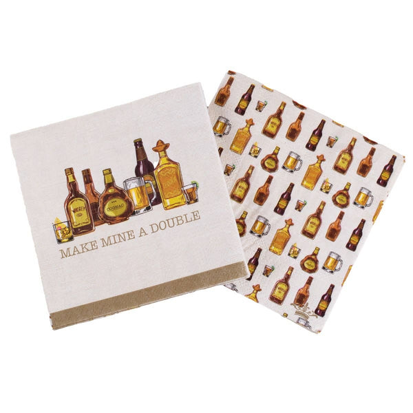 The Royal Standard - Make Mine A Double Cocktail Napkins   Soft White/Brown   5x5 The Royal Standard
