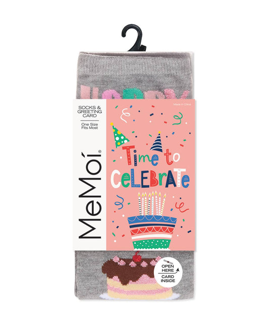 Happy Birthday Cake Time Greeting Card Socks