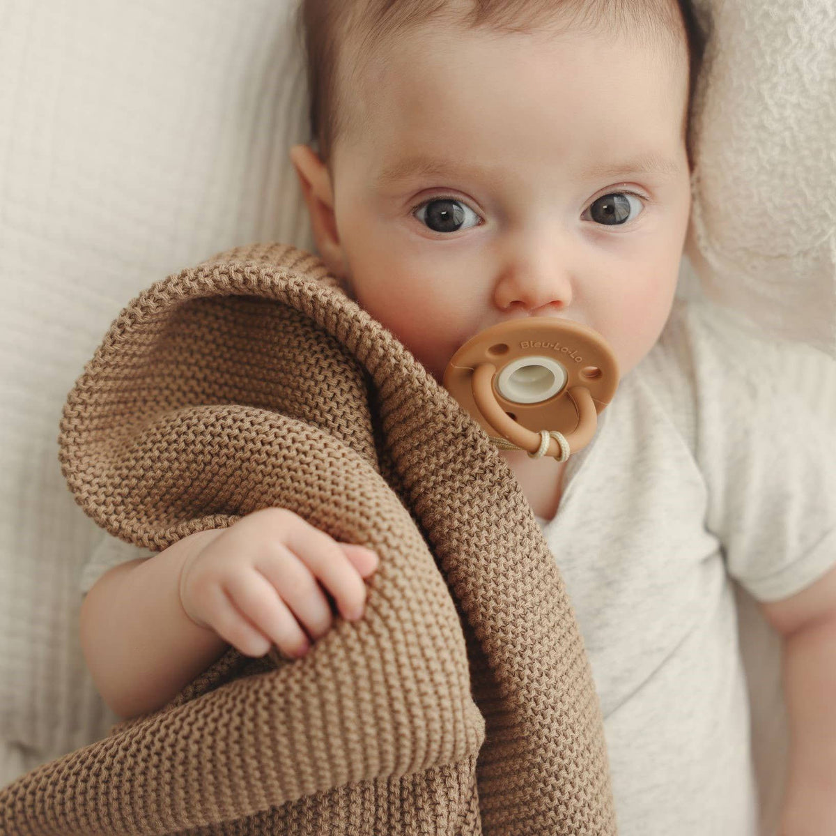 Bleu La La - Heritage Knit 100% Organic Cotton Swaddle Baby Blanket Bleu La La