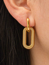 Womens 8K Non-Tarnish Double Chain Hoop Earring