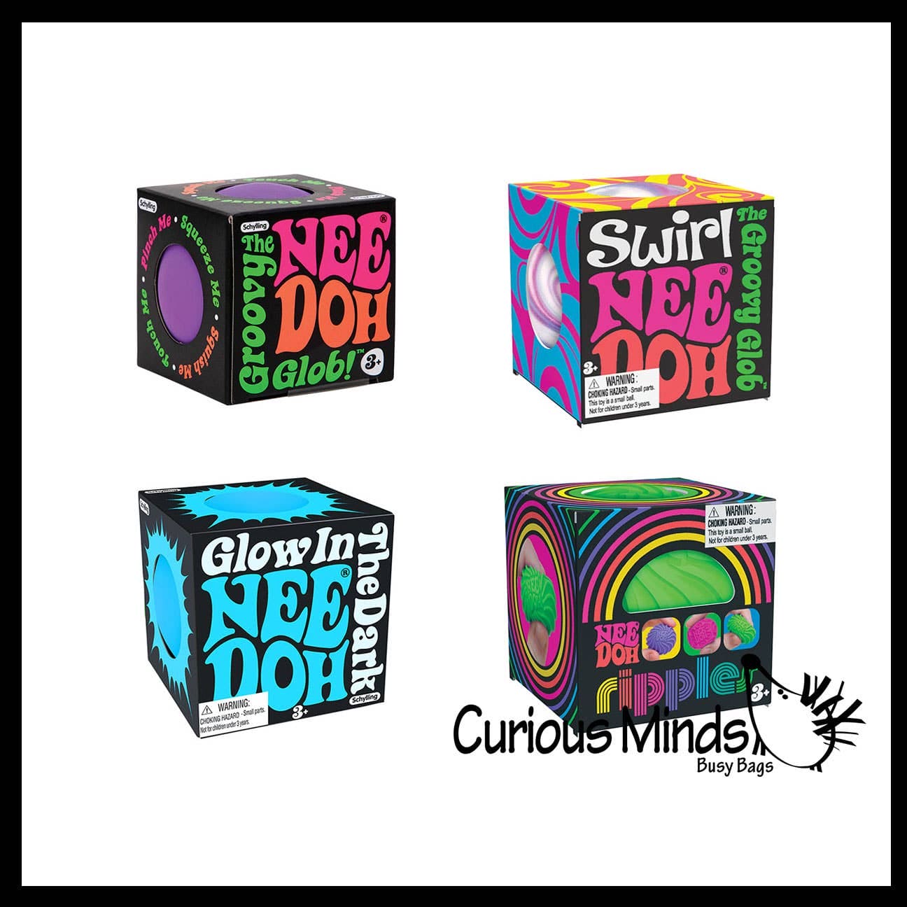 Nehdoh Mini NeeDoh Assorted Teenie Tiny Nee-Doh Soft Doh Filled Stretch