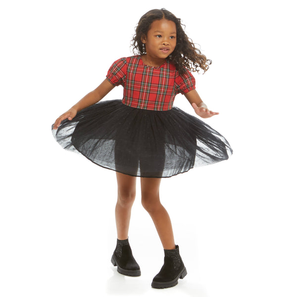 Girls Holiday Dress - Red Tiered