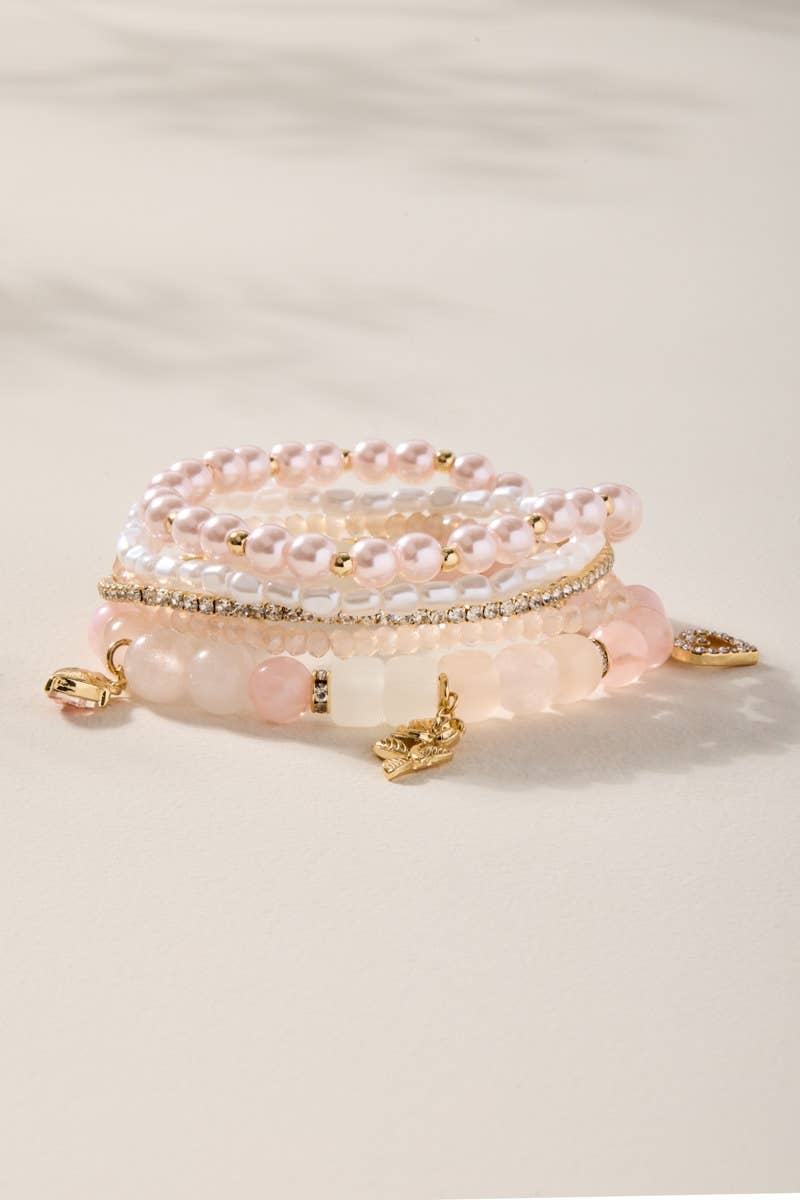 Rose Charm Beaded Bracelet Set, photo 1 of 6