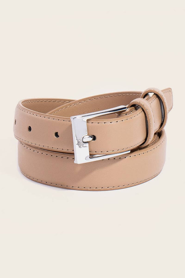 Anarchy Street - Stitched Border Rectangle Buckle Leather Belt Anarchy Street