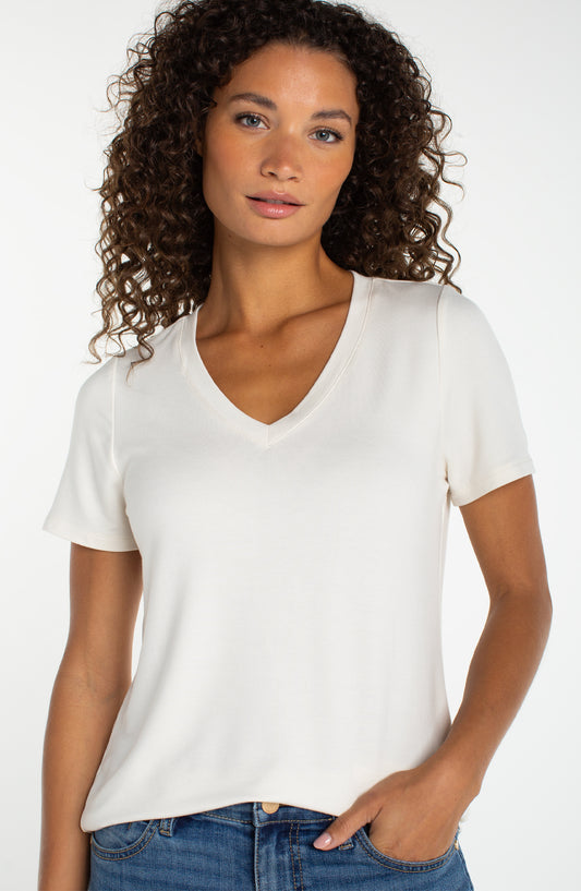 Liverpool Short Sleeve V-neck Knit Tee