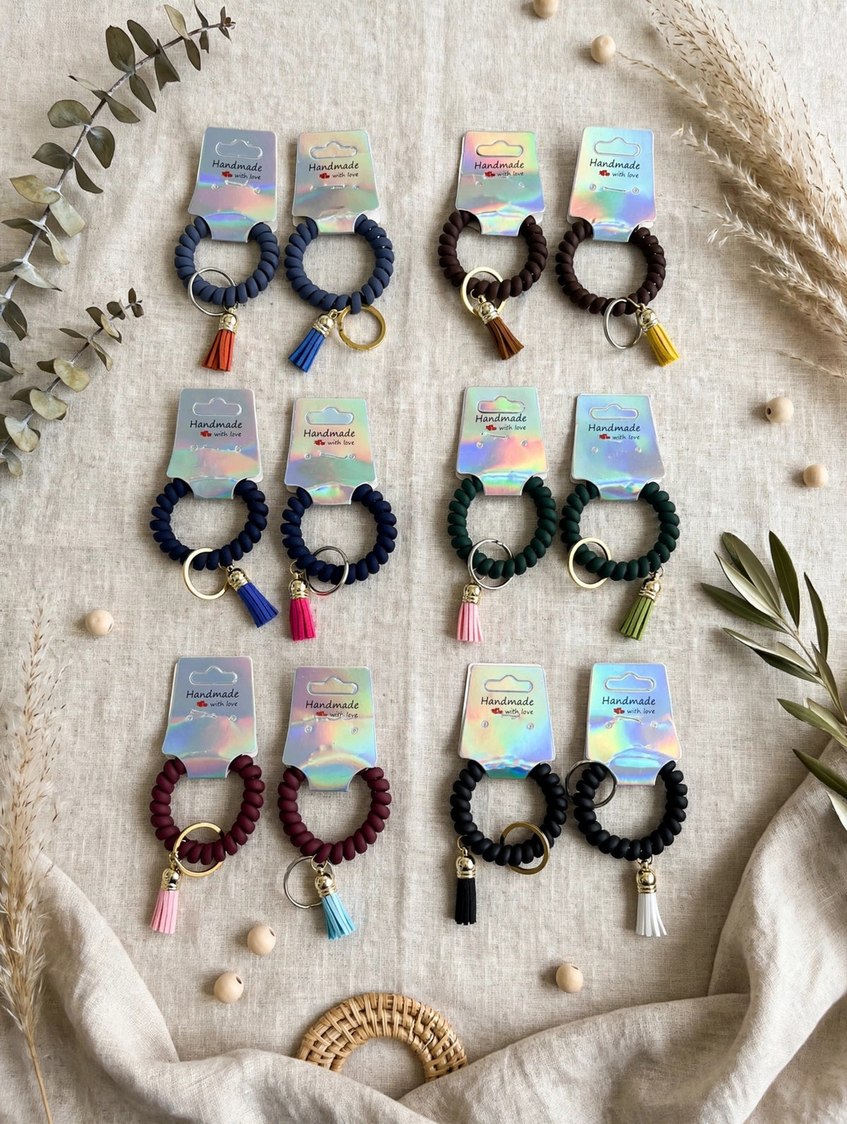 Spiral Wrist Keychain with Tassel