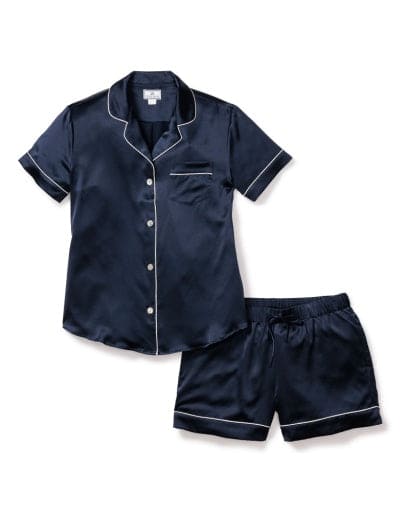 Women's Mulberry Silk Navy Short Set Petite Plume