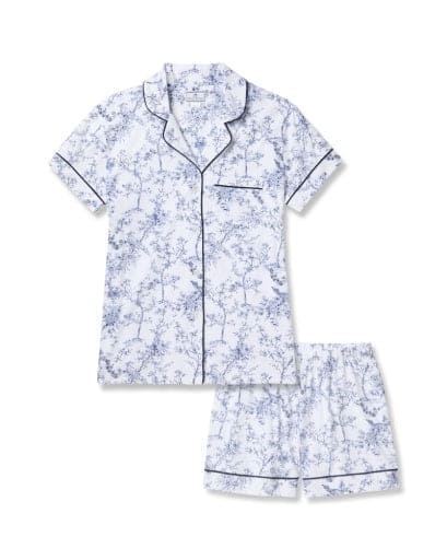 Women's Pima Short Sleeve Short Set in Timeless Toile Petite Plume