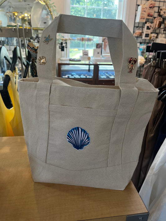 Canvas shell tote bag navy