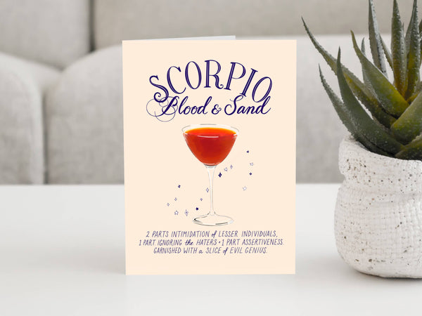 Scorpio - The Cocktail Zodiac Astrology Birthday Card MizSant Studio