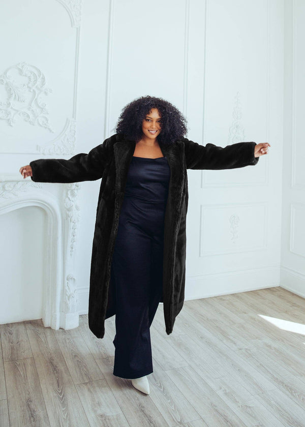 Hilary MacMillan - Long Black Teddy Coat: Hilary MacMillan