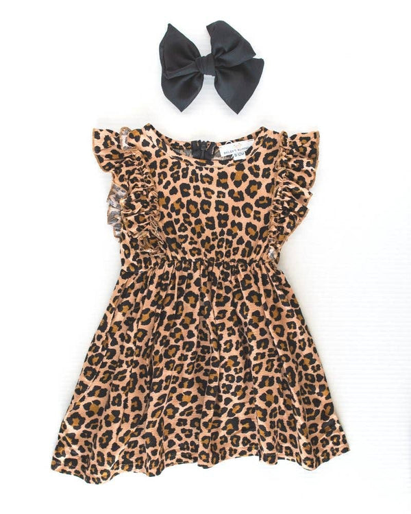 Girl's Zoey Ruffle Sleeve Leopard Dress