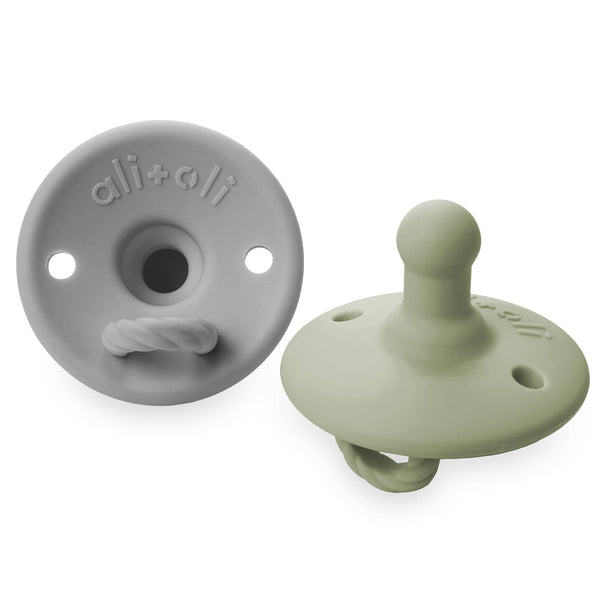 - Pacifier Set Round (Grey & Sage) Ali+Oli