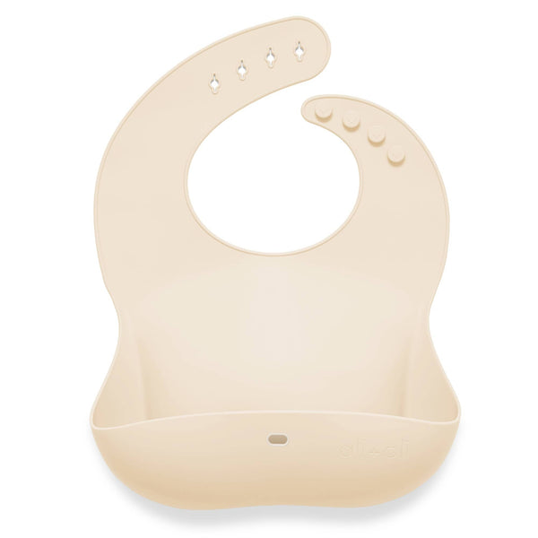 Silicone Baby Bib Roll Up & Stay Closed - (Sand) Ali+Oli